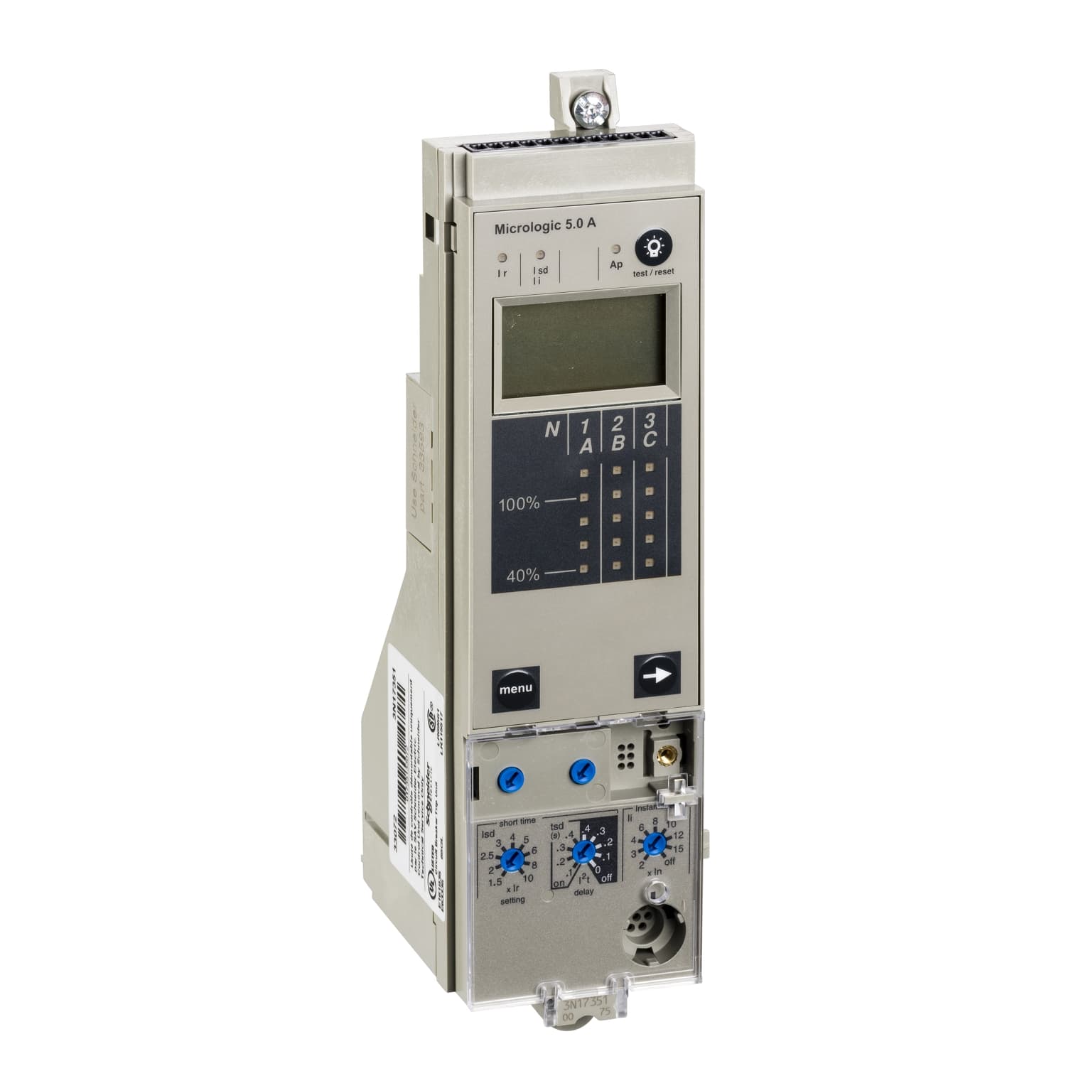 Control unit Micrologic 5.0 A, selective protections LSI, ammeter measurement